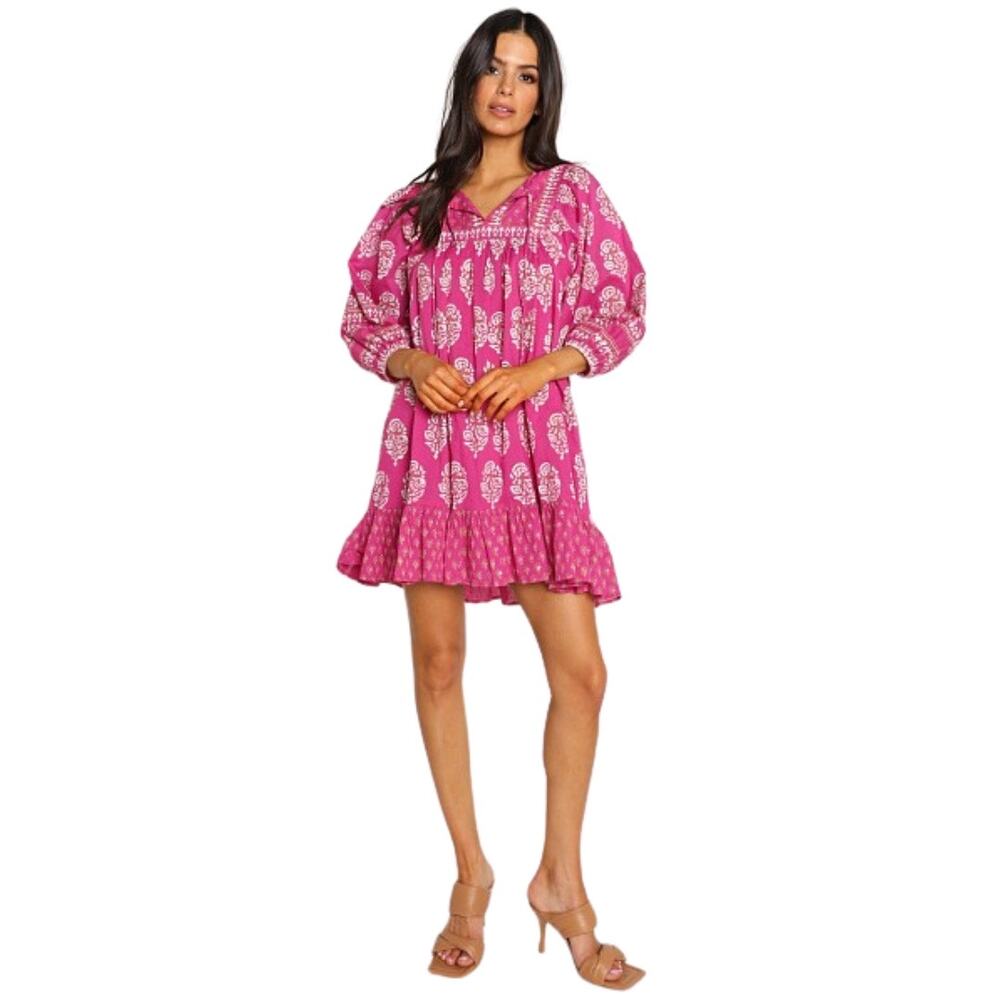 Cleobella | Magdalena Mini Dress Mix Block Print | XS